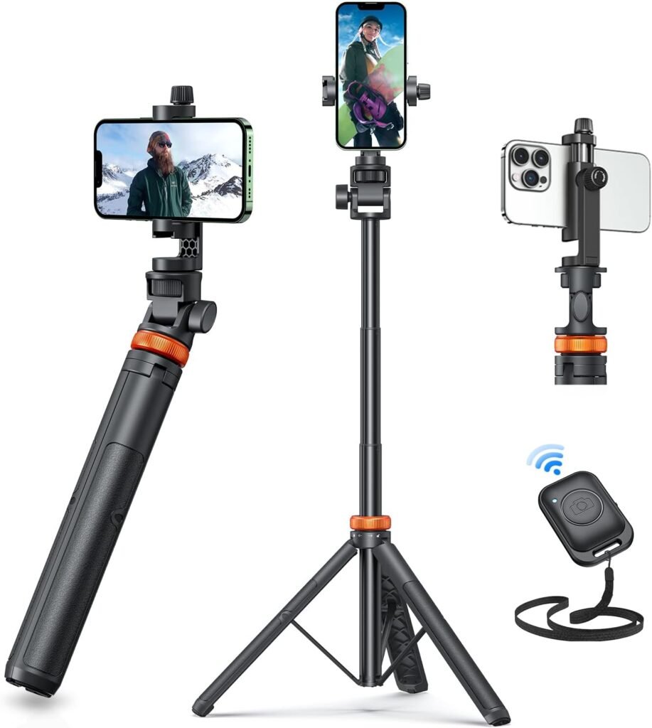 hone Tripod, Tripod for iPhone & Selfie Stick Tripod with Remote, Extendable Phone Tripod Stand & Travel Tripod,