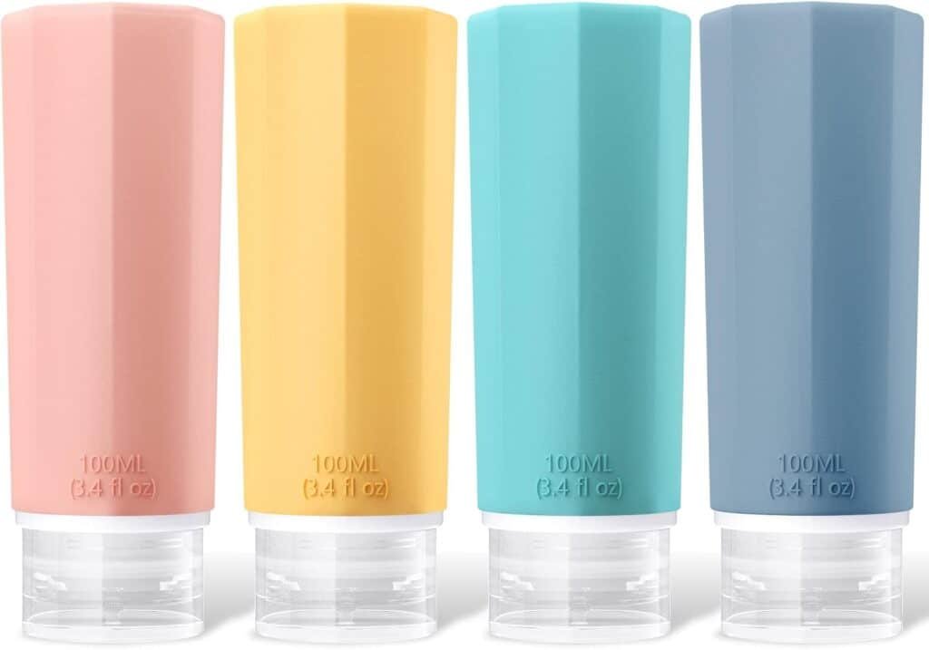 100ml Travel Bottles for Toiletries, Opret 4 Pack 3.4oz Leak Proof Refillable Squeezable Travel Size Bottles TSA Approved BPA Free Travel Containers