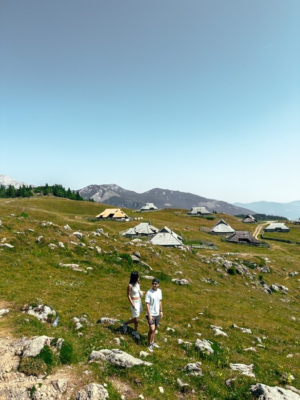 travel couple in slovenia - velika planina